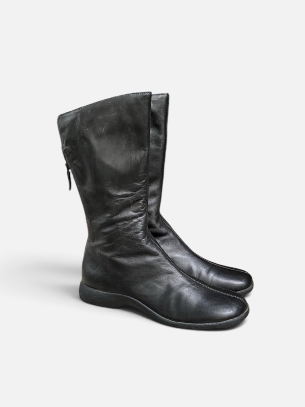 Me Too Kama Genuine Leather Mid-Calf Back Zip Boot in Black Size 9